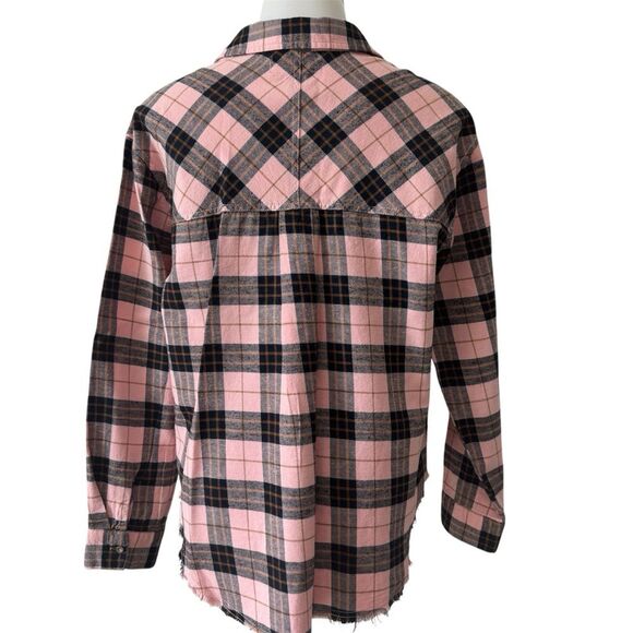 Girl's Zara Pink Linen Cotton Long Sleeve Plaid Button Up Shirt Girls 13/14 - Picture 2 of 6